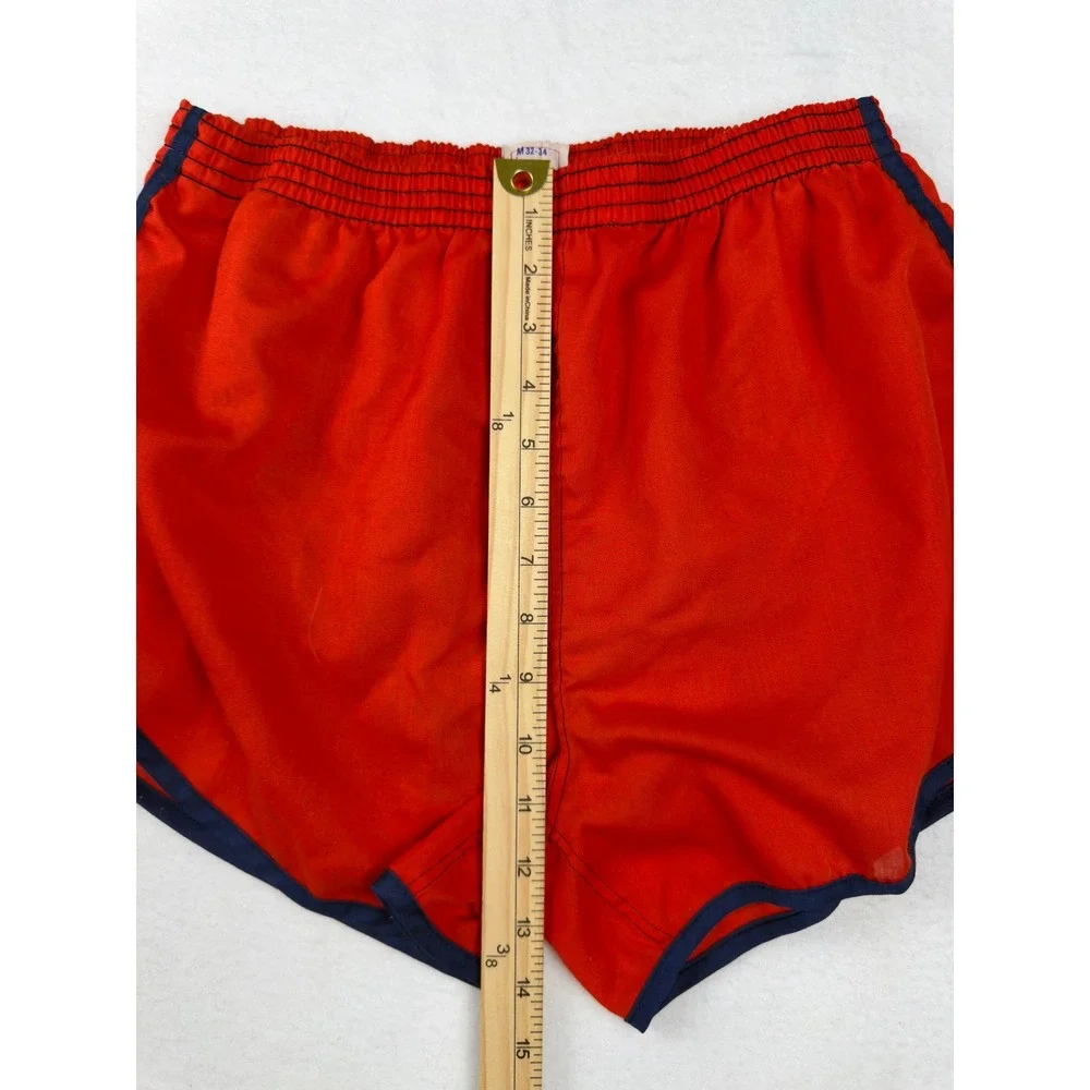 Vintage Jockey DP Sport Shorts Mens Medium Red Navy Blue Athletic Running Retro